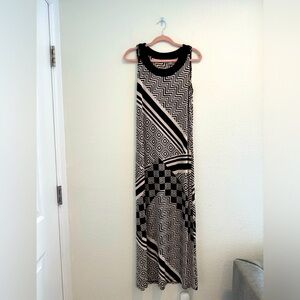 Chico's - Knit Maxi Dress - Black and White - Chico's Size 0